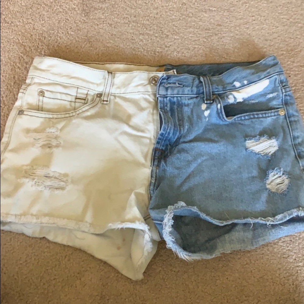 7 for all Mankind two color denim jean shorts